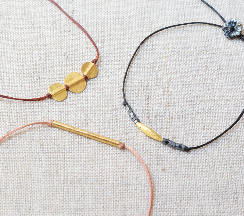 Golden Grain with Tiny Hematite Beads Bracelet