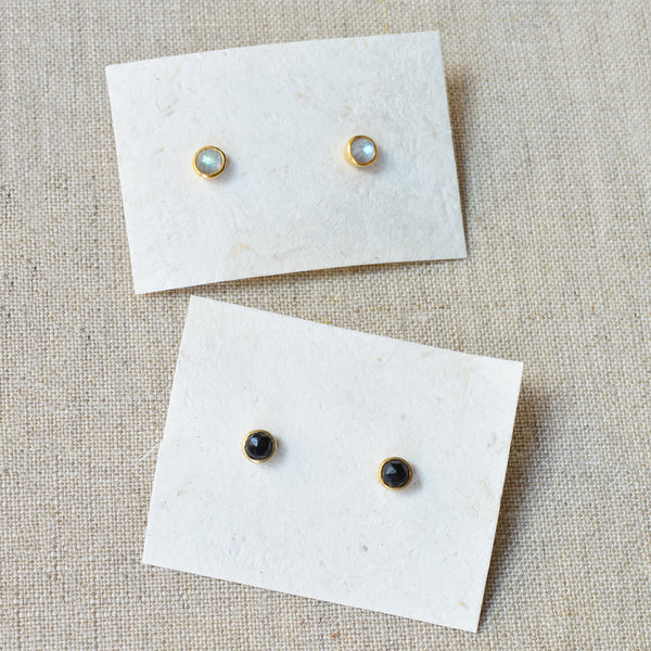 River song black chalcedony dot studs mexico Boston SoWA boutique earrings gold sterling silver shop boston 