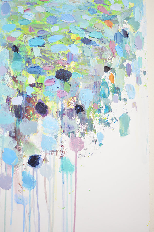 Field Painting by Maria Malatesta Acrylic on paper  Large Original Painting by Boston artist Maria Malatesta Colorfield, abstract work in deep saturated colors