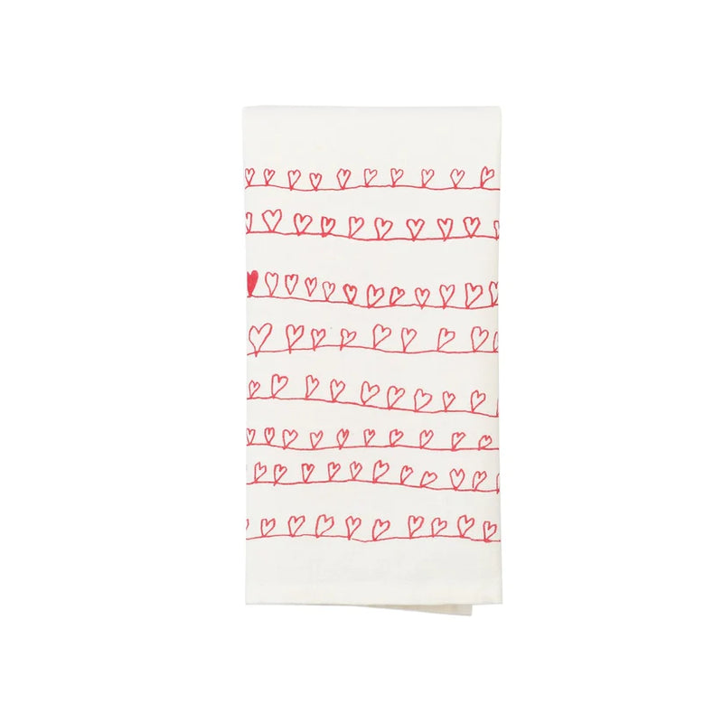 Hearts Flour Sack tea towel A Wink Design