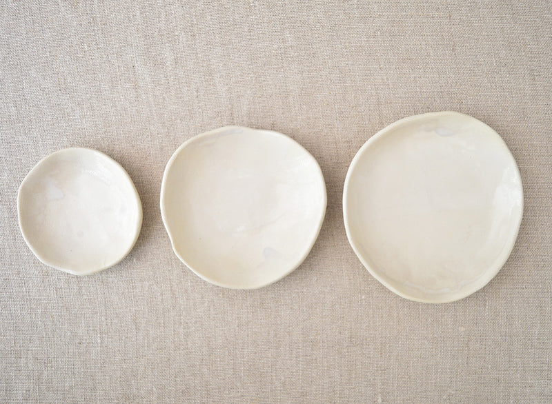 Ceramic nesting trinket dishes handmade and hand painted by Boathouse Pottery in Maine. 