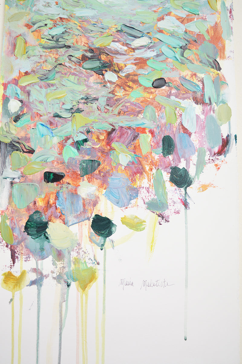 Field Painting by Maria Malatesta Acrylic on paper  Large Original Painting by Boston artist Maria Malatesta Colorfield, abstract work in deep saturated colors