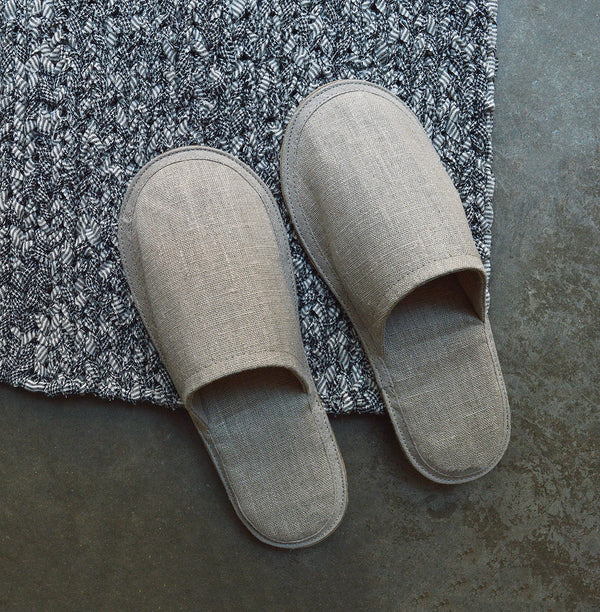 Fog Linen linen and luxe leather slippers 