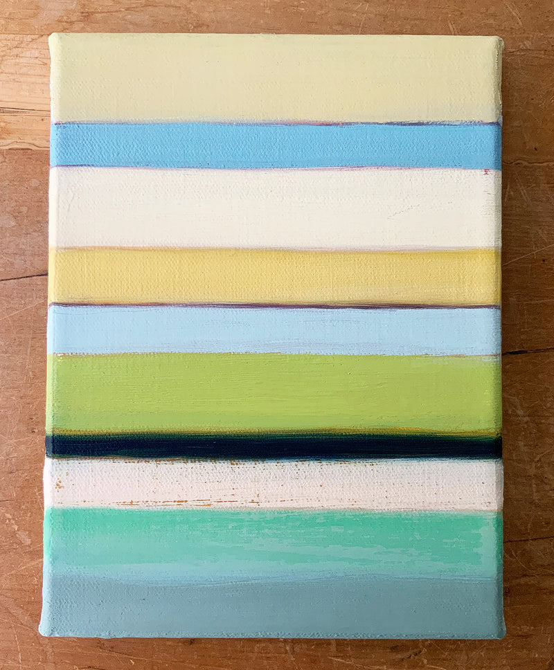 Stripes Painting by Maria Malatesta Acrylic on paper  Original Painting by Boston artist Maria Malatesta Striped abstract work in deep saturated colors