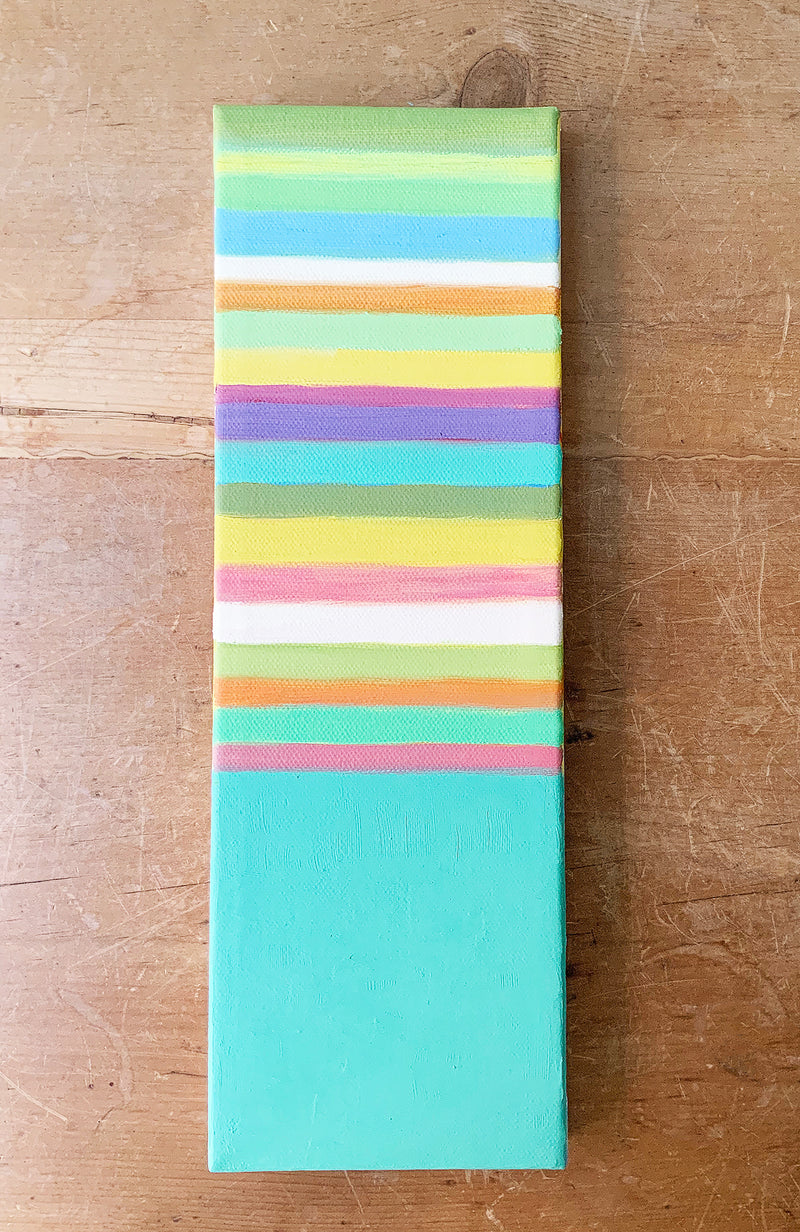 Stripes Painting by Maria Malatesta Acrylic on paper  Original Painting by Boston artist Maria Malatesta Striped abstract work in deep saturated colors