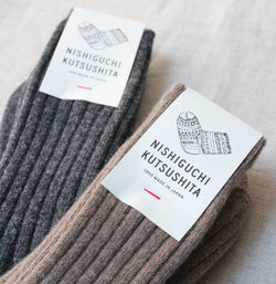 Nishiguchi Kutsuhshita Cashmere ribbed socks shop Boston