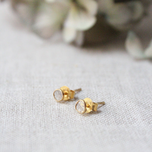 Golden diamond slice stud earrings  River Song shop boston sowa jewelry store boutique gift shop 