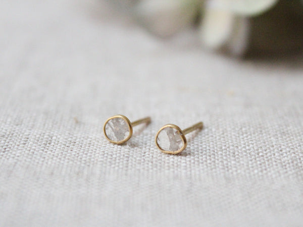 Golden diamond slice stud earrings  River Song shop boston sowa jewelry store boutique gift shop 