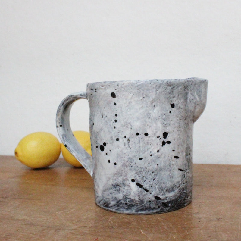 Large handmade ceramic pitcher vase made by Florence Pénault. Korean Buncheong style finish.