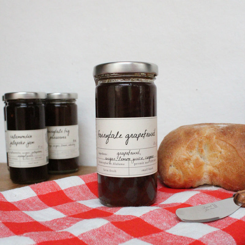 We are excited to offer delicious preserves from Stone Hollow Farmstead, a mother-daughter family farm in Alabama. All with unique flavor combinations, perfect to enjoy at breakfast or as a gift. Each jar contains 8 oz. Choose from following flavors in drop down menu: Fairytale Grapefruit Marmalade: Tart grapefruit seg…