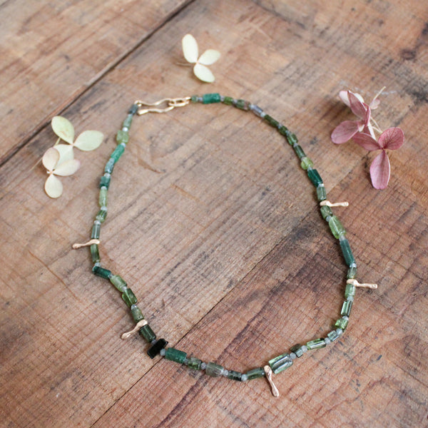 Green tourmaline and aventurine necklace Julie Cohn shop boston jewelry