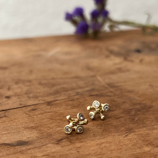 Julie Cohn Blossom Posts-Bronze & CZ. Shop Boston