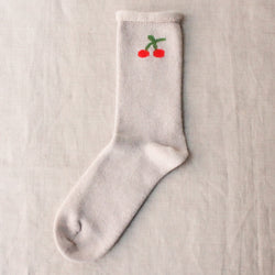 Hansel from Basel Cherries Cashmere Crew Socks. Boston shop