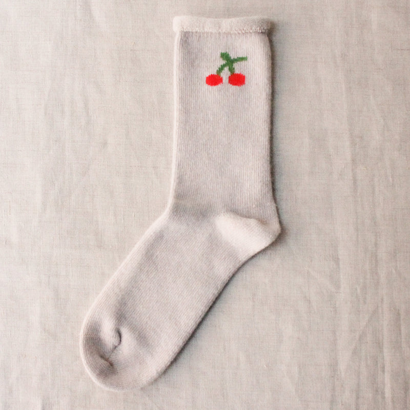 Hansel from Basel Cherries Cashmere Crew Socks. Boston shop