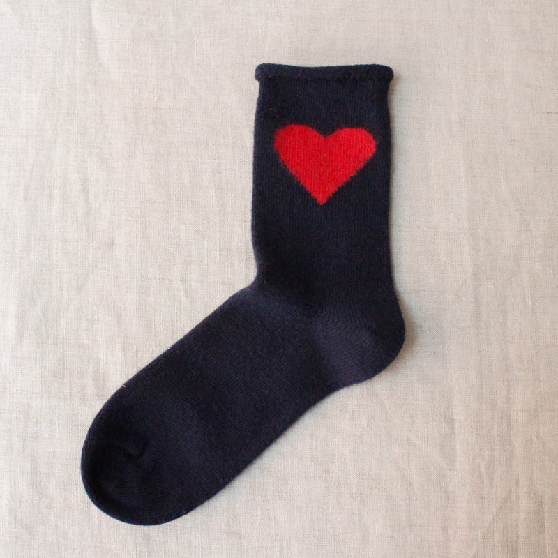 Hansel from Basel Love Cashmere Crew Socks. Made in Portugal. Hearts shop Boston