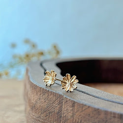 Ariko Jewelry 14K Gold Flower Earrings Studs with diamond Made in Brooklyn