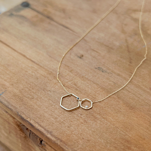 Ariko Jewelry14K Gold Hexagon Ariko Jewelry14K Gold Hexagon Necklace with Sapphire and Diamond shop bostonNecklace with Sapphire and Diamond