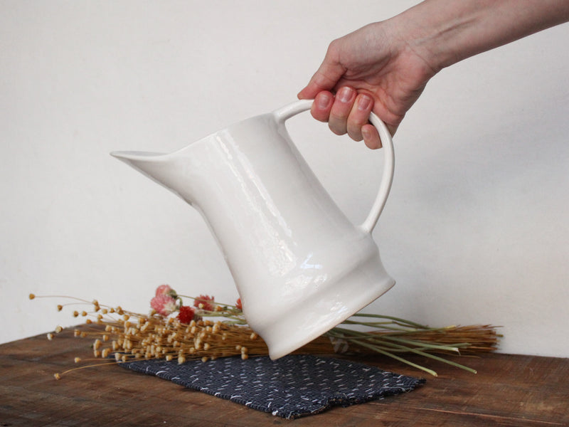  Handmade garden Pitcher Jug White Gloss Wendy Borger Boston shop