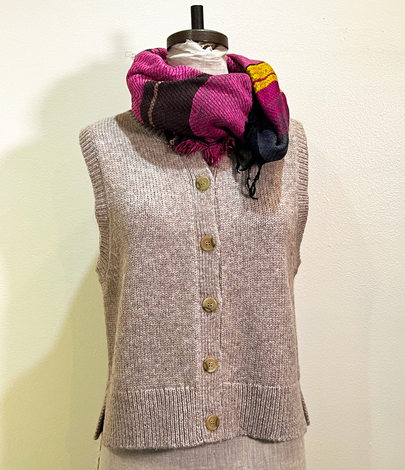 Kit Sleeveless Cardigan in Beige by Hansel from Basel. Shop Boston