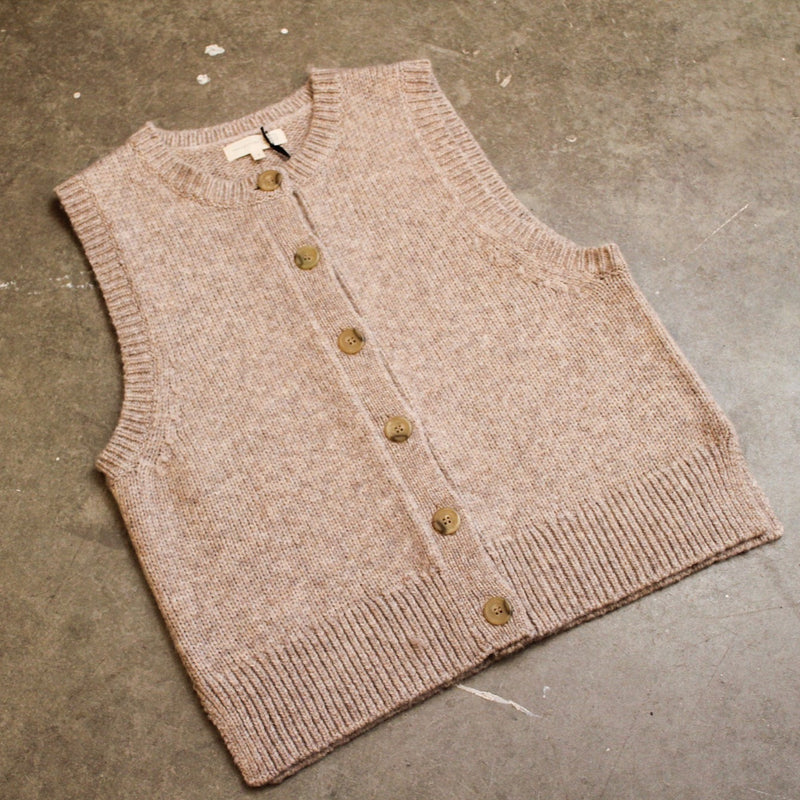 Kit Sleeveless Cardigan in Beige by Hansel from Basel. Shop Boston