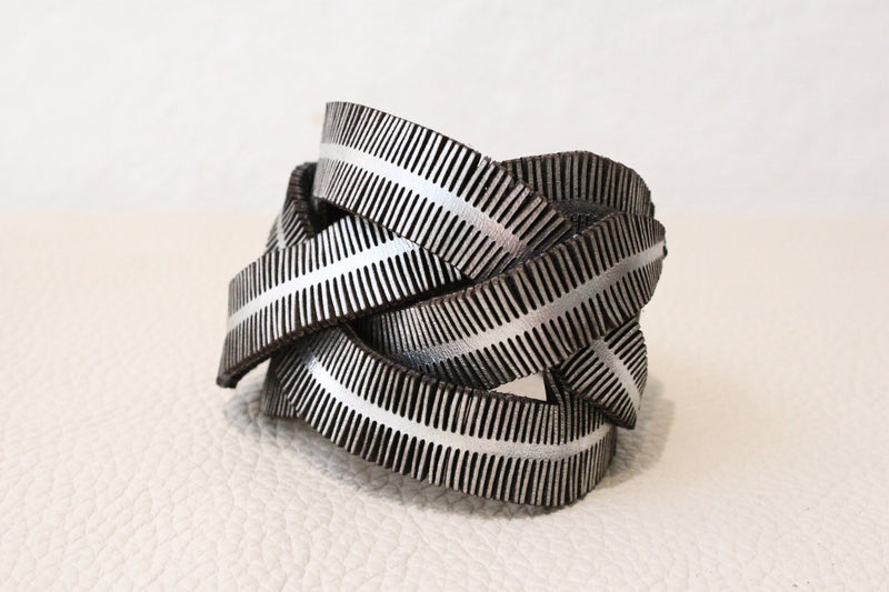 Leather Braided Fringe  over bracelet Oropopo Shop Boston