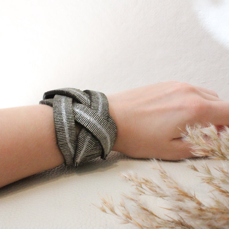 Leather Braided Fringe  over bracelet Oropopo Shop Boston