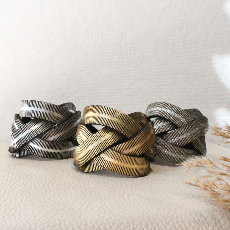 Leather Braided Fringe  over bracelet Oropopo Shop Boston