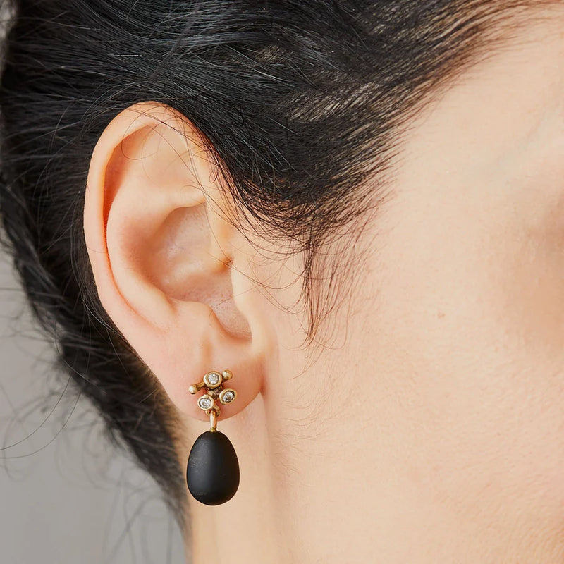 Julie Cohn Blossom Obsidian Bronze earrings. Shop Boston
