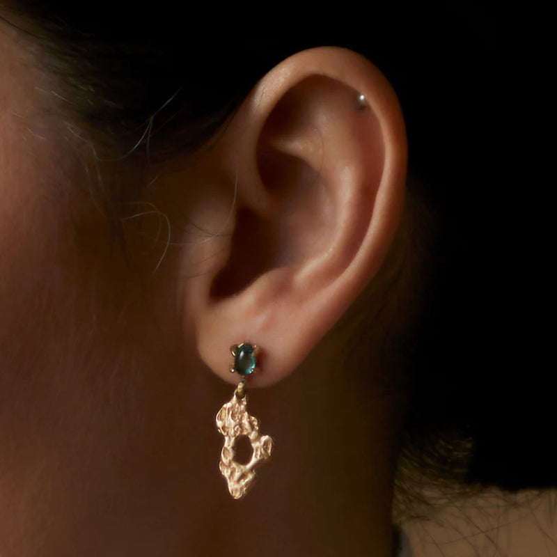 Julie Cohn Petite Reef Bronze Earrings with Teal TopazShop Boston jewelry