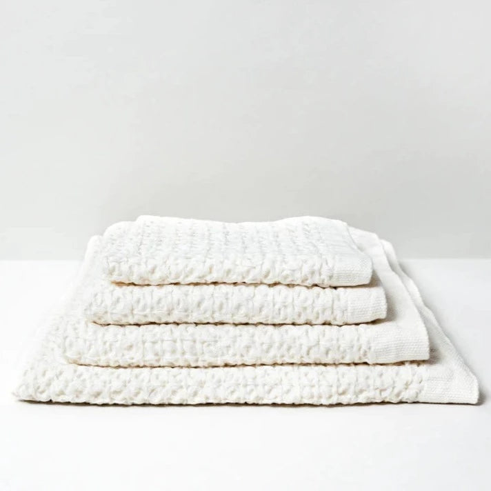 Waffle Hand Towel • Linen Cotton • White — Amphitrite Studio
