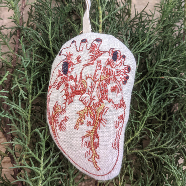 Skippy Cotton Heart embroidered ornament shop boston