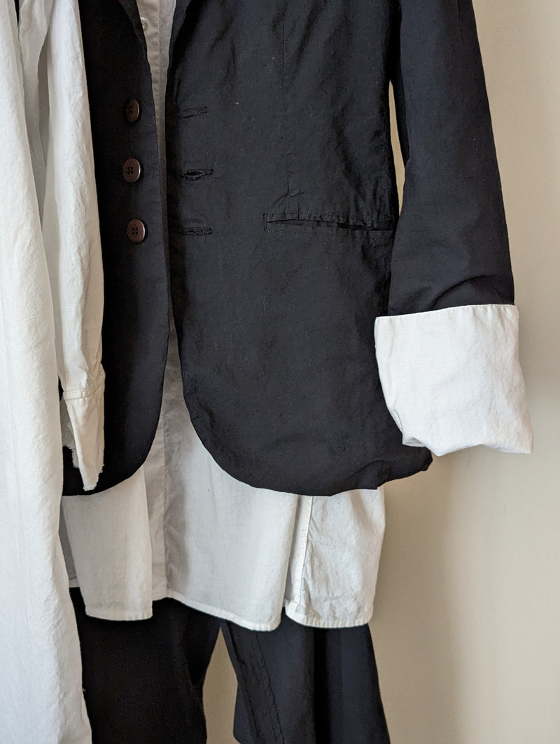 Pip-squeak Chapeau - Four Button Cotton Blazer - Black