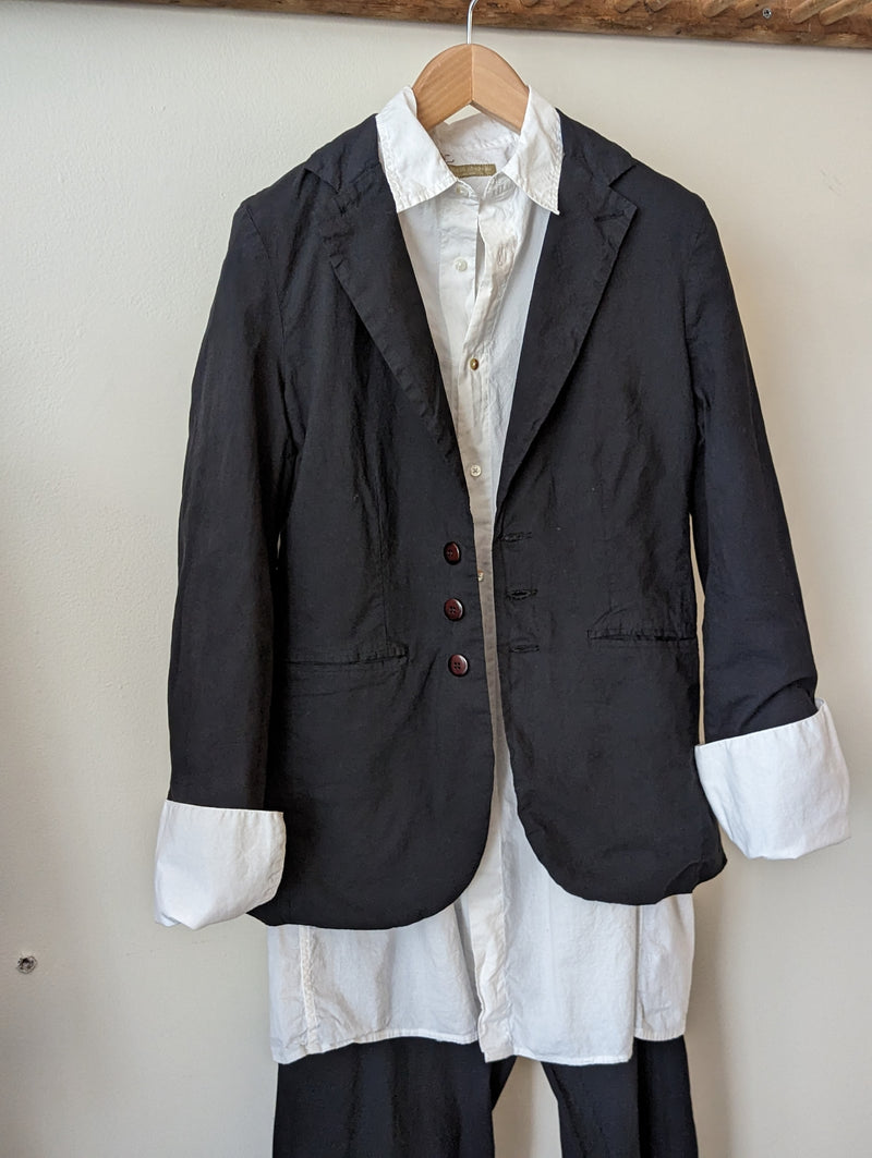 Pip-squeak Chapeau - Four Button Cotton Blazer - Black