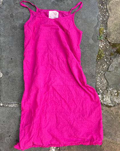 Cotton Slip Dress with Ruffle - Pink