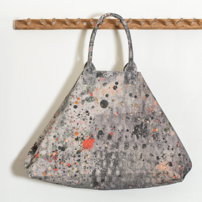 Martyn Thompson oversized canvas tote bag with a splattered dropcloth printed design. Carryall,  extra large totebag. Beach Bag. 