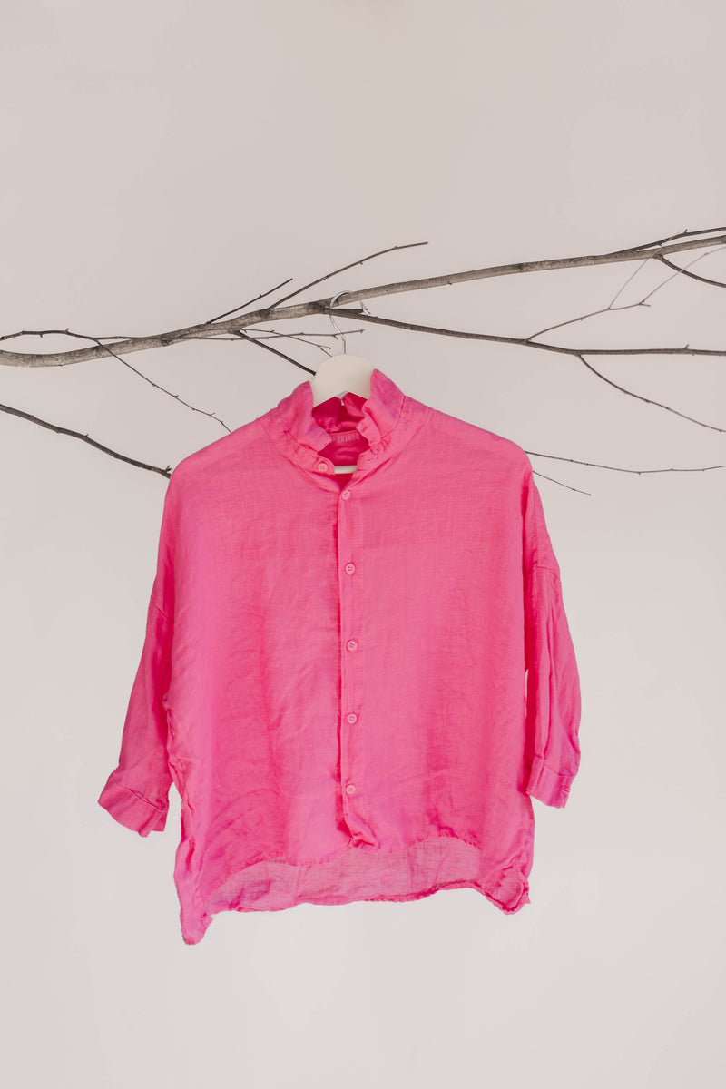 CP Shades Rooney Linen Shirt - Hot Pink