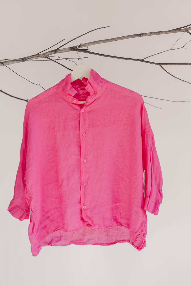 CP Shades Rooney Linen Shirt - Hot Pink