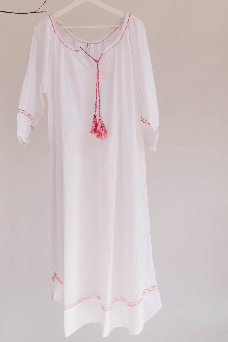Peasant Dress Night Gown - White