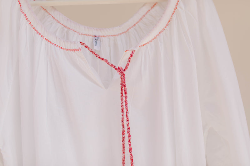 Peasant Dress Night Gown - White