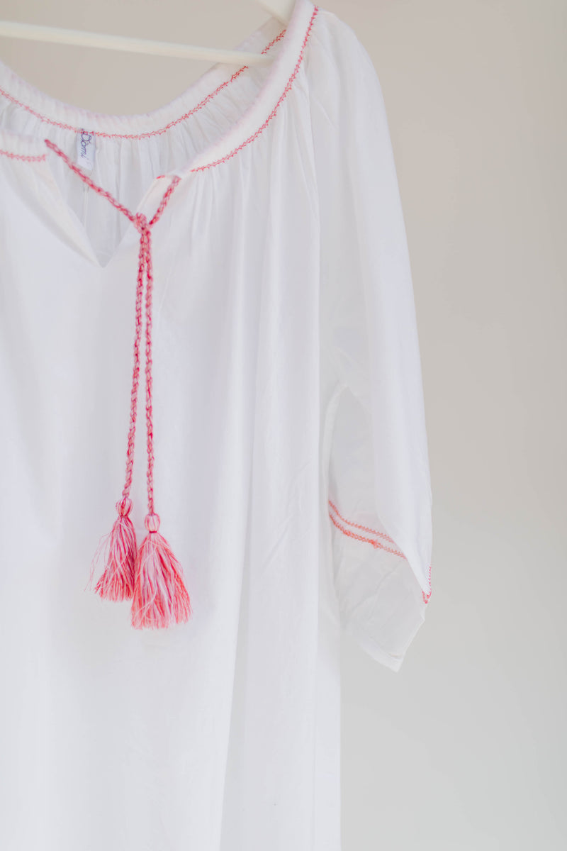 Peasant Dress Night Gown - White