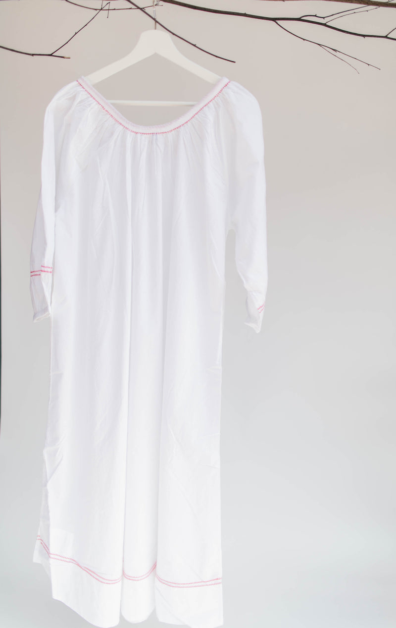 Peasant Dress Night Gown - White