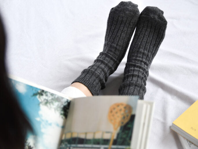 Nishiguchi Kutsuhshita Cashmere ribbed socks shop Boston