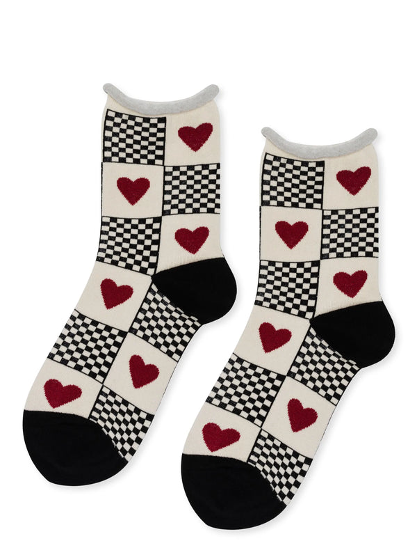 Millie Heart Crew Milk Socks