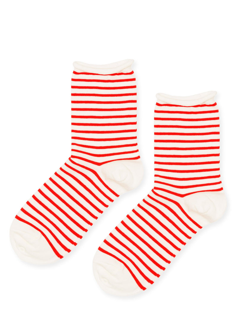Nautical Stripe Crew Socks - Red