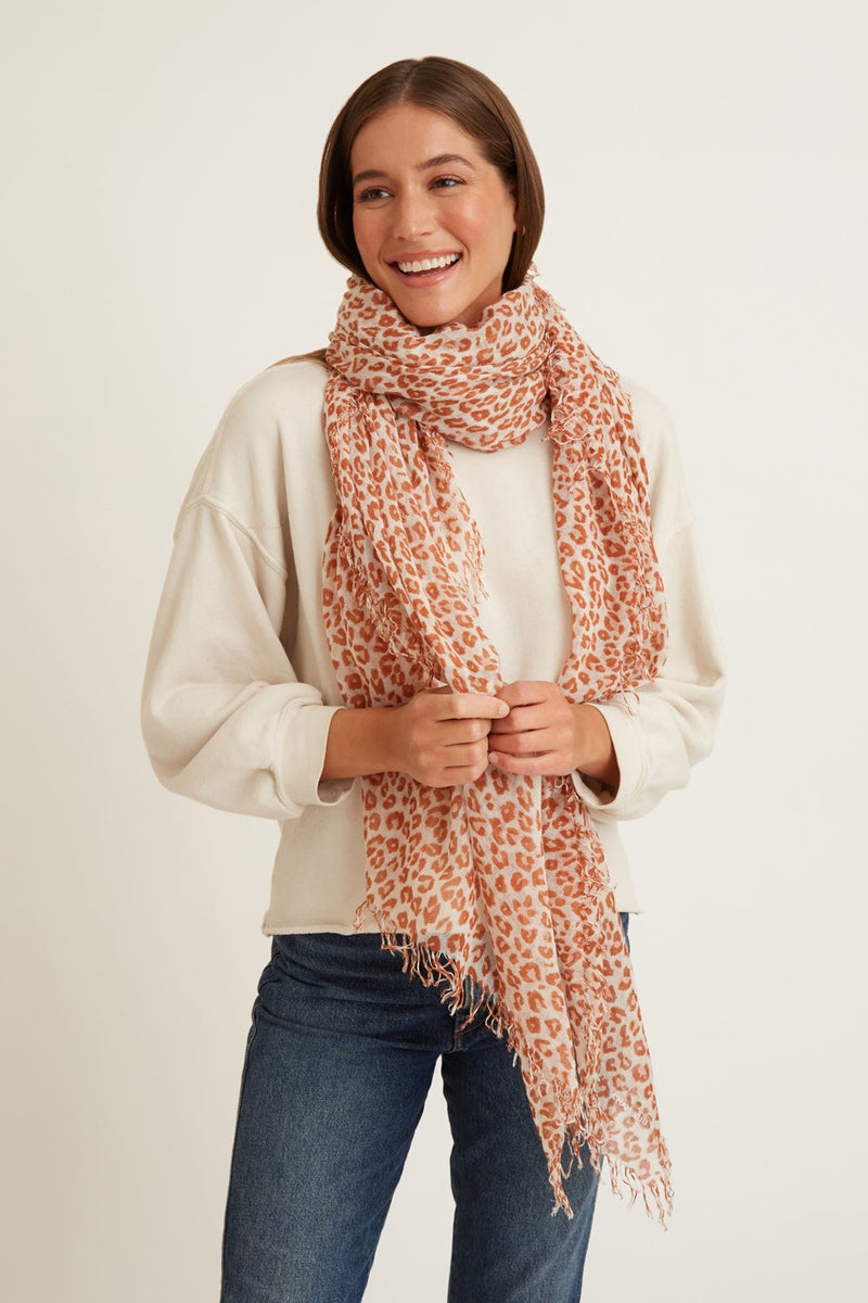 Chan Luu cashmere and leopard scarf. Soft and lightweight. Shop Boston