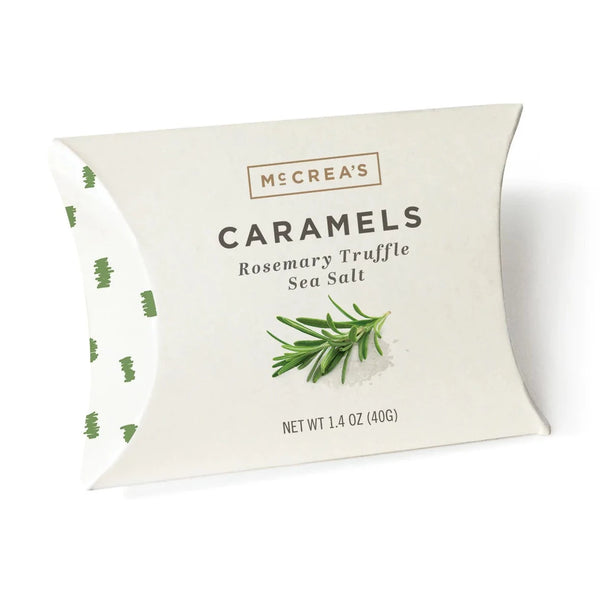 Founded in 2010 and based in Boston, McCrea's Candies uses the finest salts, spirits, and seasonings to produce evocatively-flavored, handcrafted, luxe caramel candies. Rosemary Truffle Sea Salt is complex, herbal aromatics balancing sweet with savory for an incredibly indulgent taste. Shop Boston