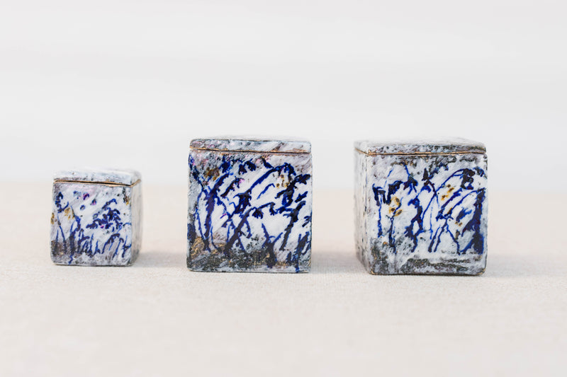 Handmade Ceramic Boxes -  Blue Irises - 2 sizes