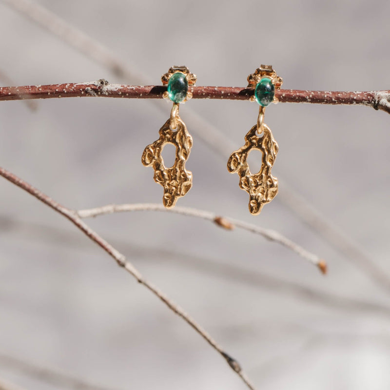 Julie Cohn Petite Reef Bronze Earrings with Teal TopazShop Boston jewelry
