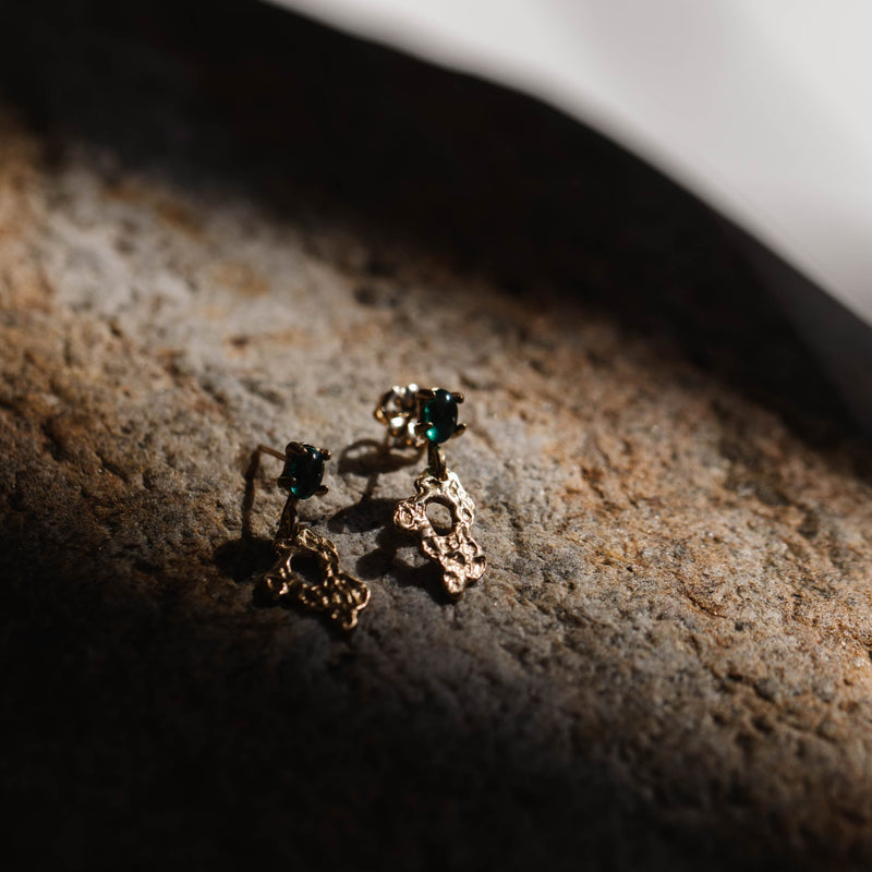 Julie Cohn Petite Reef Bronze Earrings with Teal TopazShop Boston jewelry