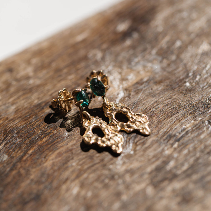 Julie Cohn Petite Reef Bronze Earrings with Teal TopazShop Boston jewelry